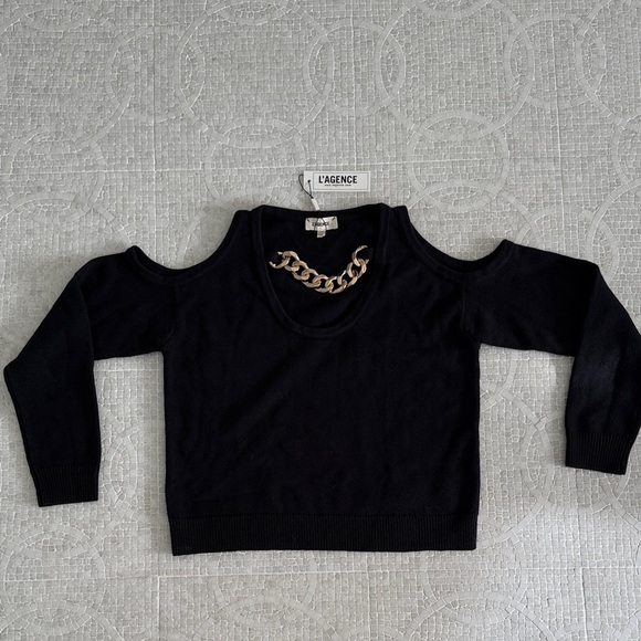 NWT L'AGENCE Black Off-the-Shoulder Sweater - Picture 1 of 3